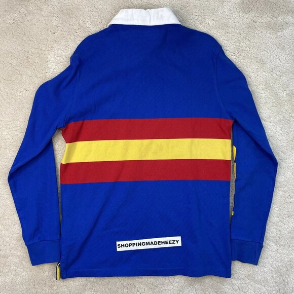 [M] POLO RALPH LAUREN Sportsman Terrain Rugby Long Sleeve Shirt Blue Red Stripes - Picture 7 of 7